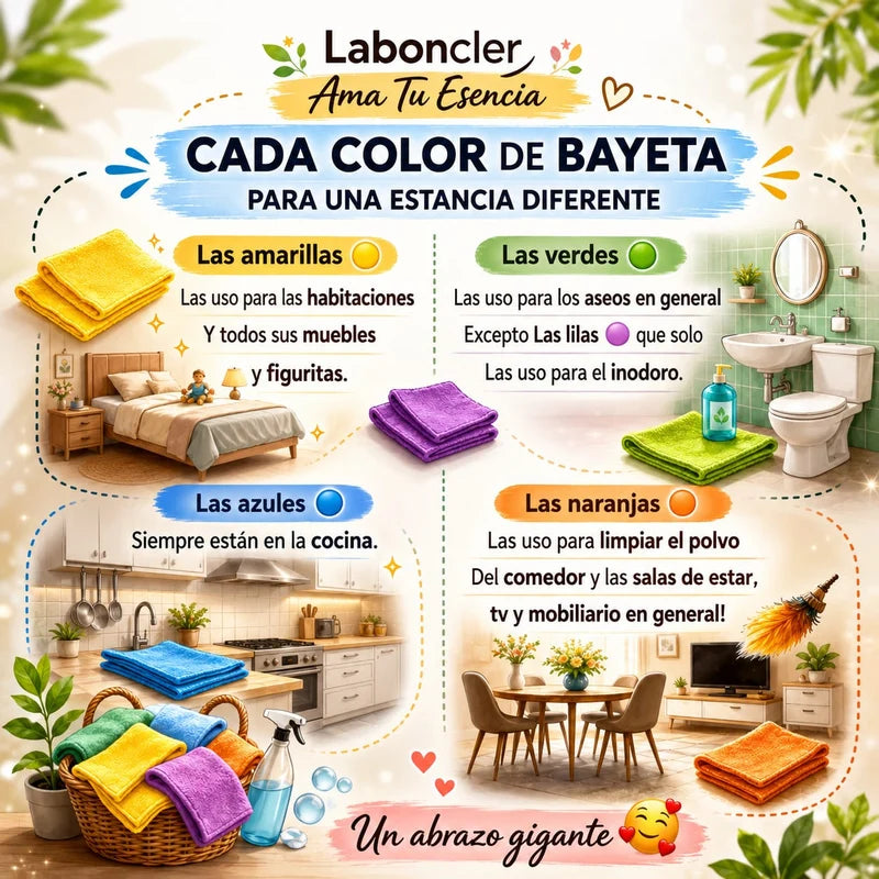 Guía de uso: cada color de bayeta para una estancia diferente